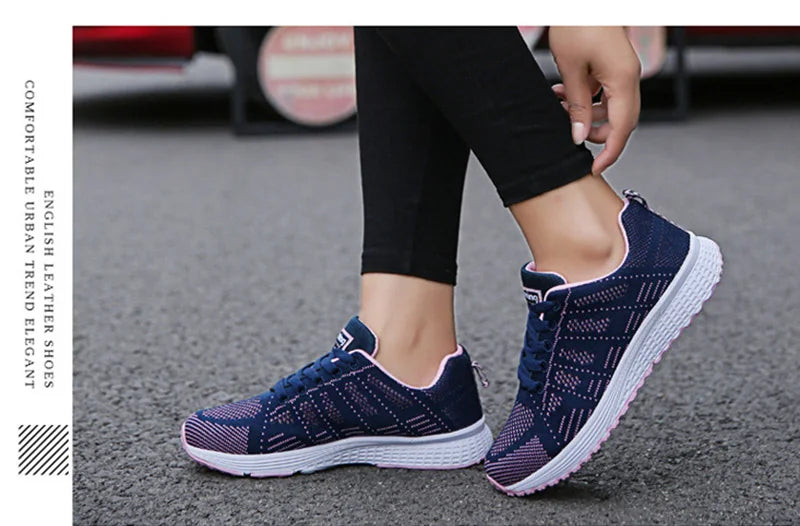 Scarpe Casual Traspiranti Da Donna Walking Mesh In Nylon Tessuto Calzature Femminili Leggere