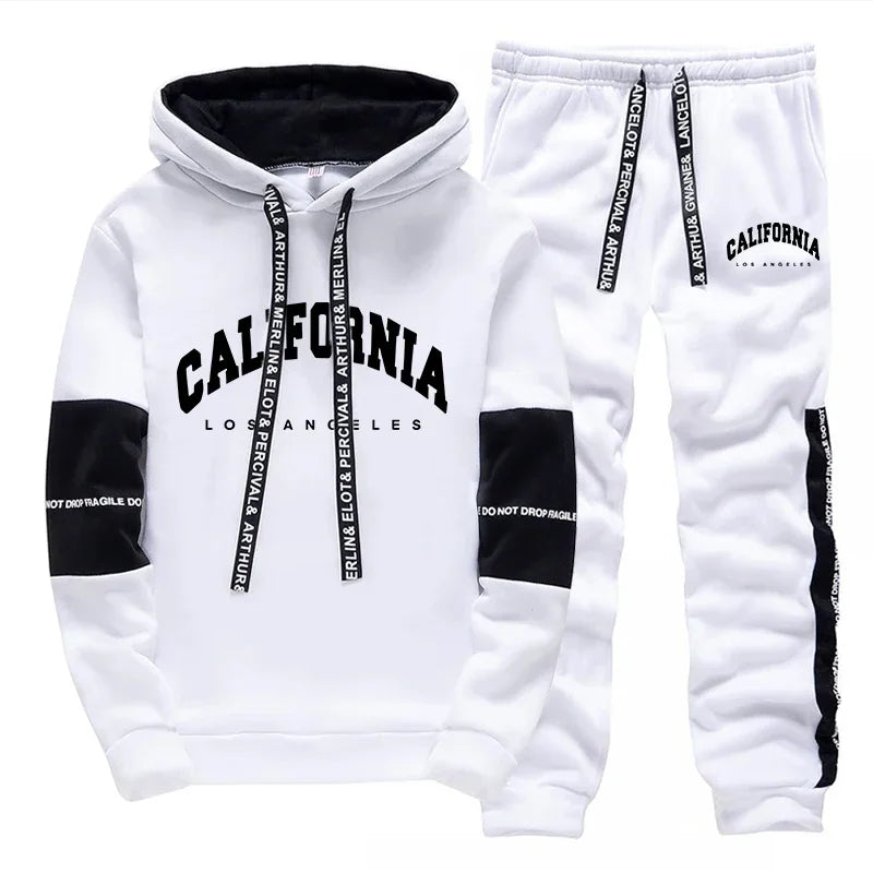 Tuta Sportiva Uomo Con Felpa E Pantaloni Con Cappuccio Stampa Di Qualità Primavera Casual Abbigliamento All Aperto