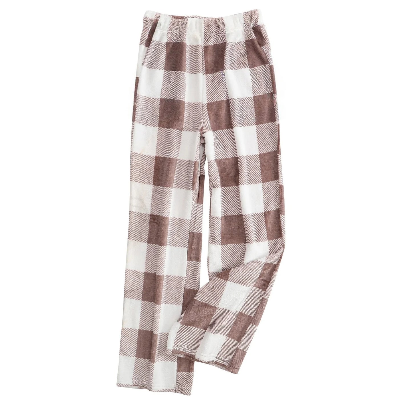 Pantaloni Del Pigiama Da Donna Con Vita Elastica E Scozzesi In Pile Morbidi Con Tasche Peluche