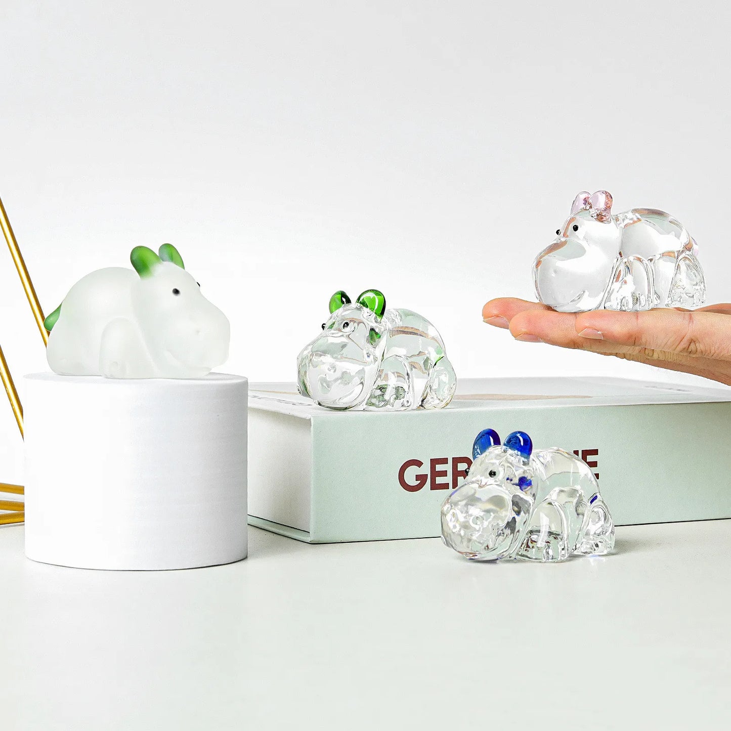 Fermacarte Di Cristallo Ippopotamo Feng Shui Decorazione In Vetro Mini Ornamento Animale Da Scrivania Regalo Souvenir