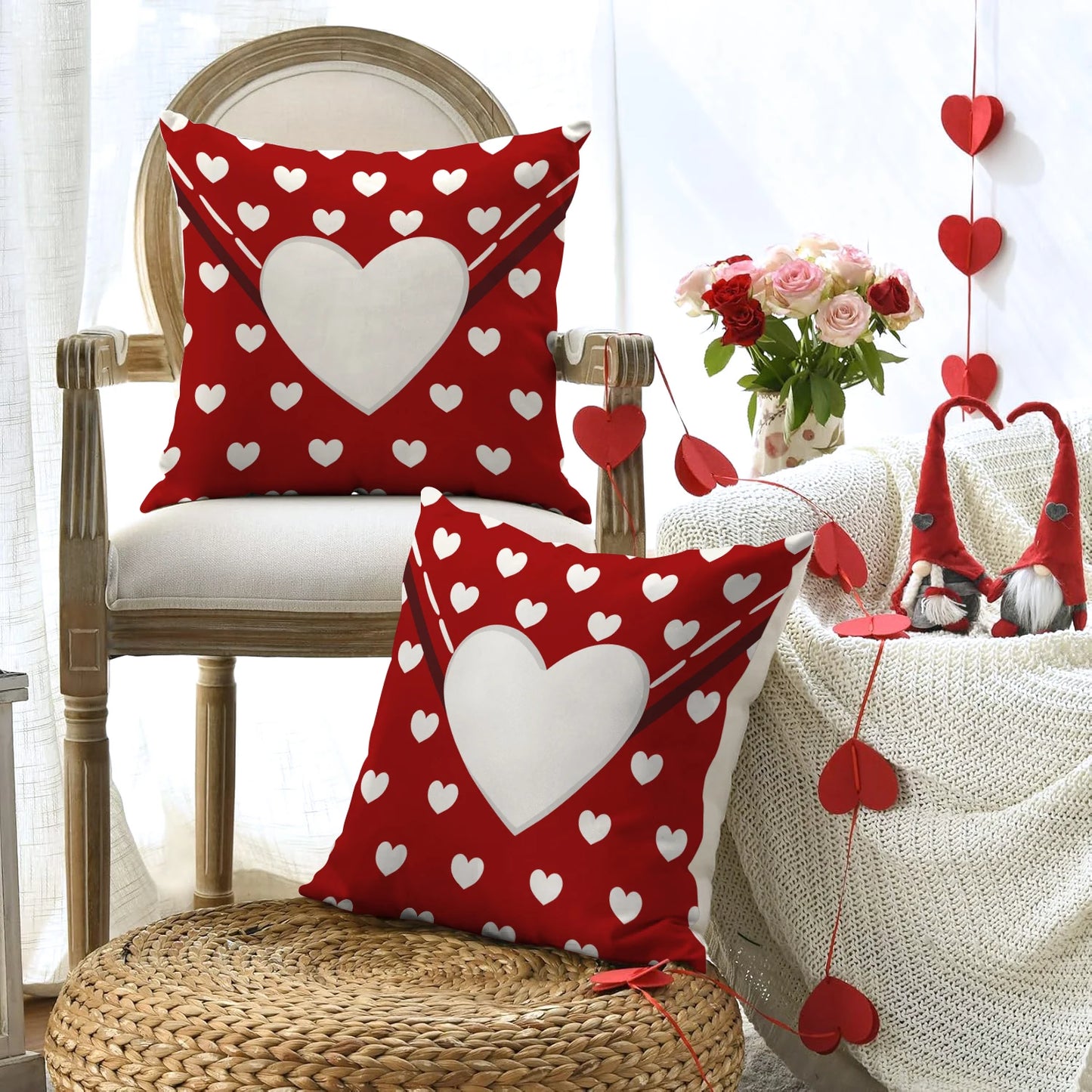 Due Fodere Per Cuscino San Valentino Con Busta D Amore Per Decorazione Divano E Anniversario Di Matrimonio