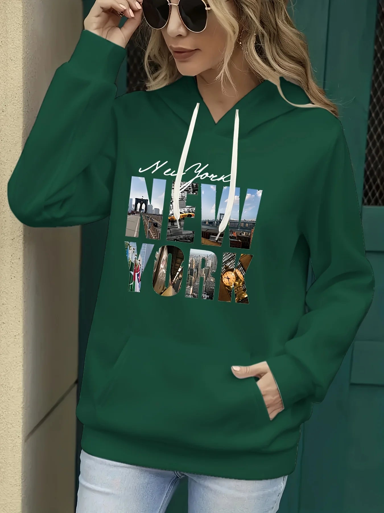 Felpa Donna Autunno Inverno Calda Ampia Casuale Con Cappuccio Maniche Lunghe In Pelle Scamosciata Stampata