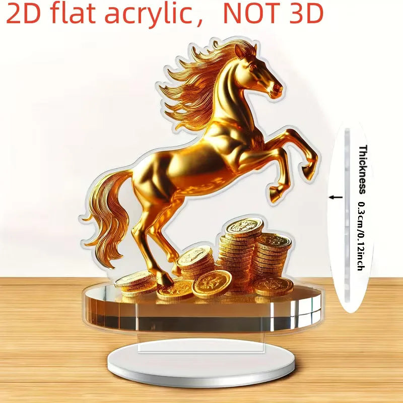 Statua In Acrilico Con Cavallo Motivo Bohémien Decorazione Da Tavolo Simbolo Ricchezza Prosperità Regalo Capodanno 2D