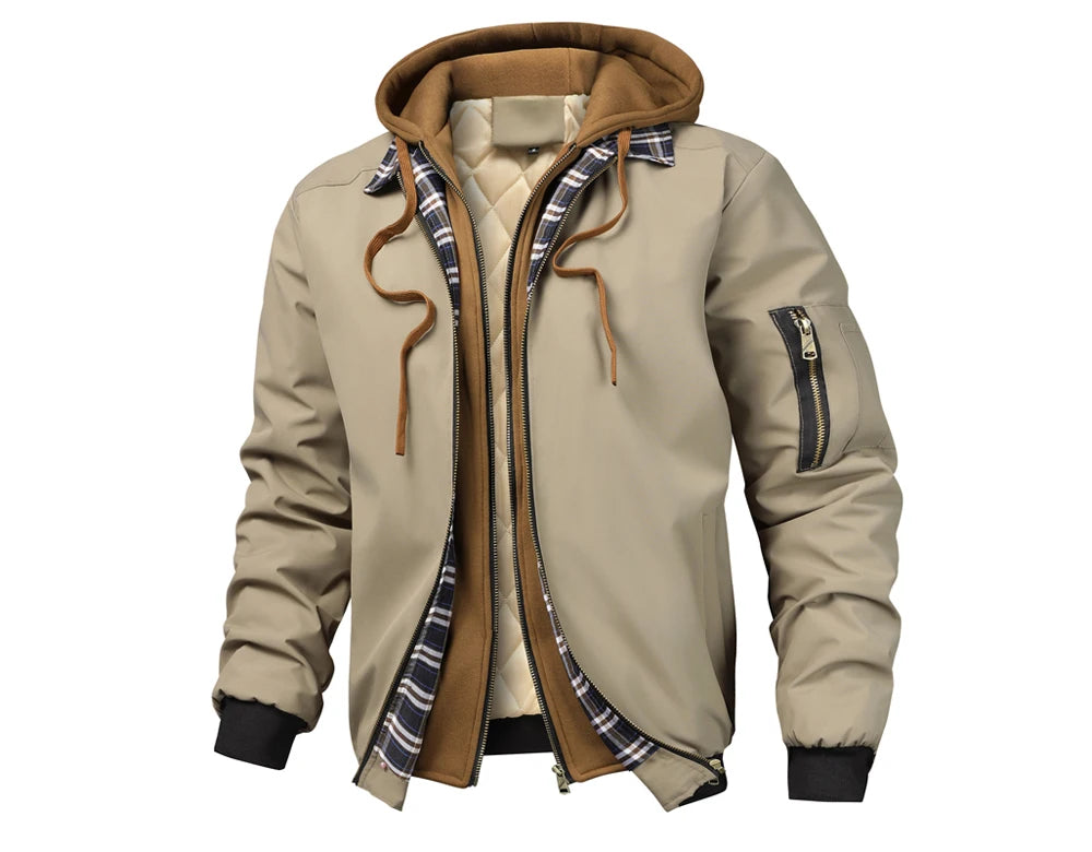 Giacca Bomber Calda Uomo Autunno Inverno Outdoor Con Cappuccio E Cerniera Termica Parka Sportiva