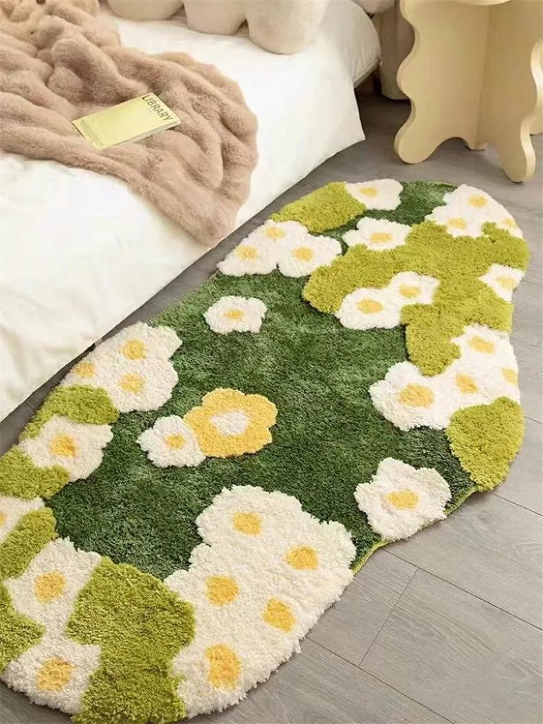 Tappeto Erboso In Muschio Antiscivolo Per Interni Soggiorno Camera Da Letto Bagno Floreale Irregolare Nordico