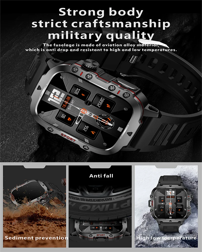 Orologio Fitness Con Schermo Da 1,96 Pollici 3ATM Chiamate Bluetooth Impermeabile Frequenza Cardiaca