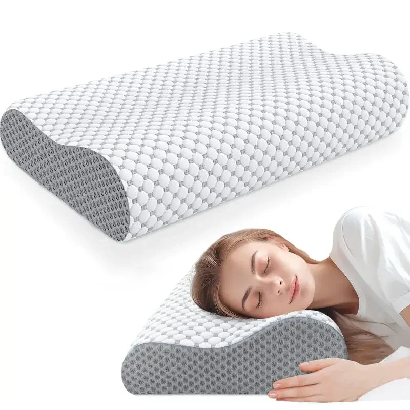 Cuscino Cervicale In Memory Foam Per Sollievo Dolore Collo Spalle Adatto A Dormire Su Laterale Retro E Addome