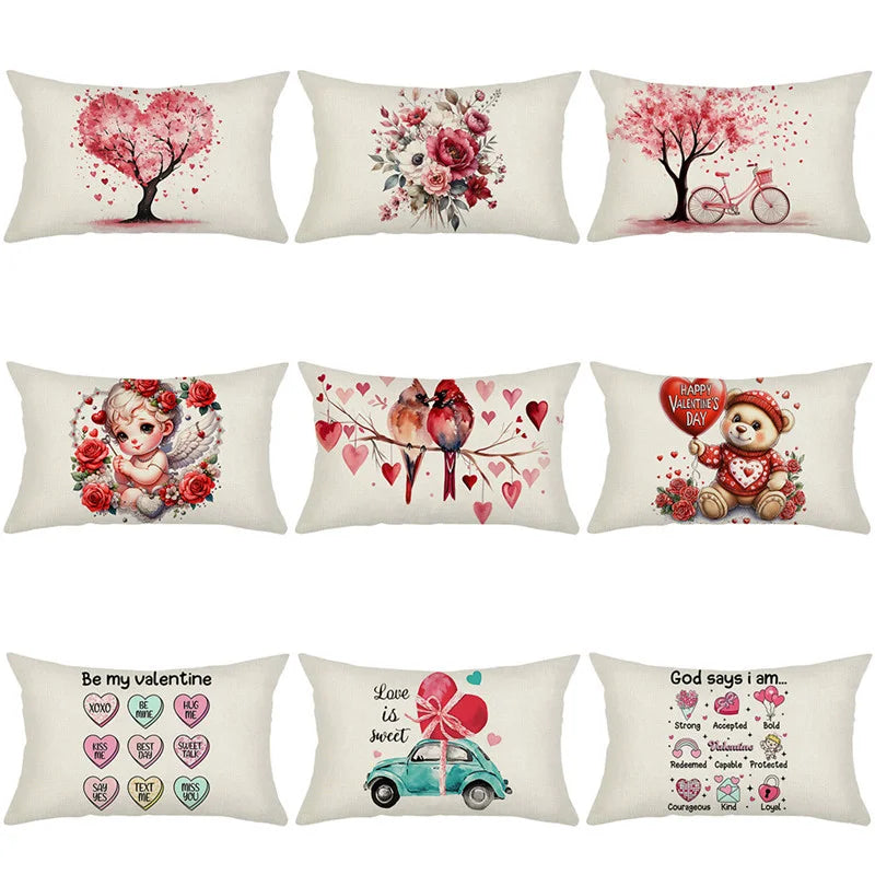 Vikama Fodera Per Cuscino Reversibile San Valentino Con Stampa A Cuore Per Soggiorno Divano Letto Decorazione Della Casa