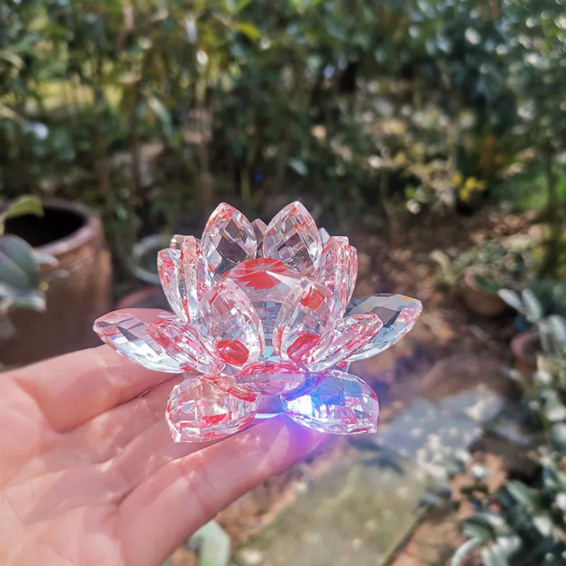 Fermacarte In Cristallo Di Quarzo Fiore Di Loto 80mm Artigianato In Vetro Feng Shui Decorazioni Per Casa Regalo