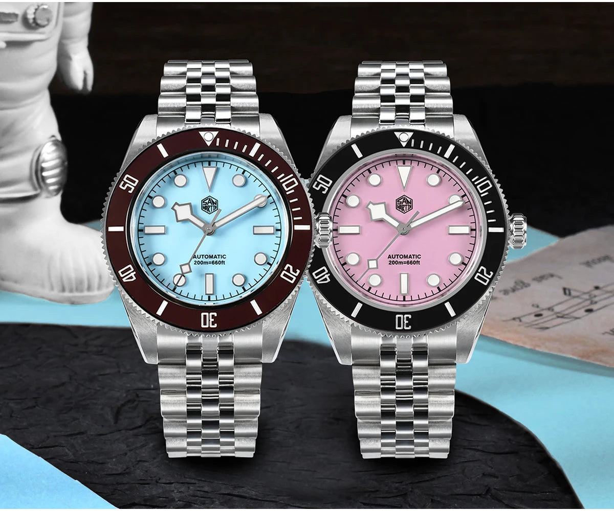 San Martin Orologio 40mm BB Diver Smaltato Quadrante Enamel Blu Lusso NH35 Automatico 200m SN0128
