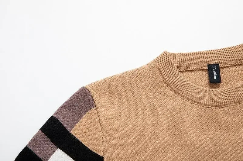Maglione Da Uomo Lavorato A Maglia Pullover Autunno Inverno 2024 Morbido Caldo A Righe E Quadri Girocollo Moda Uomo