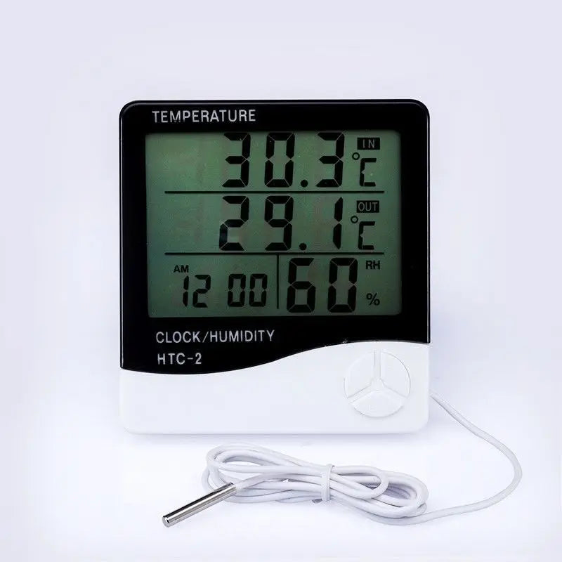 Stazione Meteorologica HTC2 Con Igrometro Digitale Termometro E Orologio LCD Interna Ed Esterna