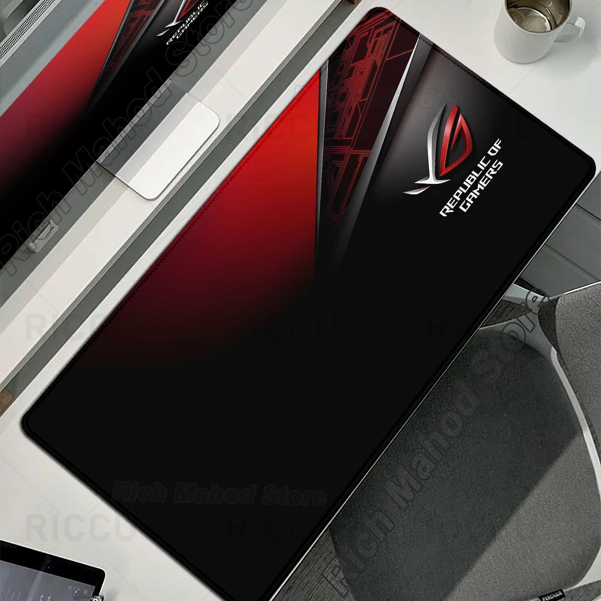 Tappetino per Mouse XXL ASUS ROG Republic Of Gamers Antiscivolo in Gomma per Scrivania da Gioco e Tastiera