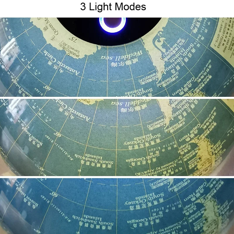 Globo Terrestre con Luce LED Rotante in Metallo Decorazione per Negozio Cameretta Dei Bambini