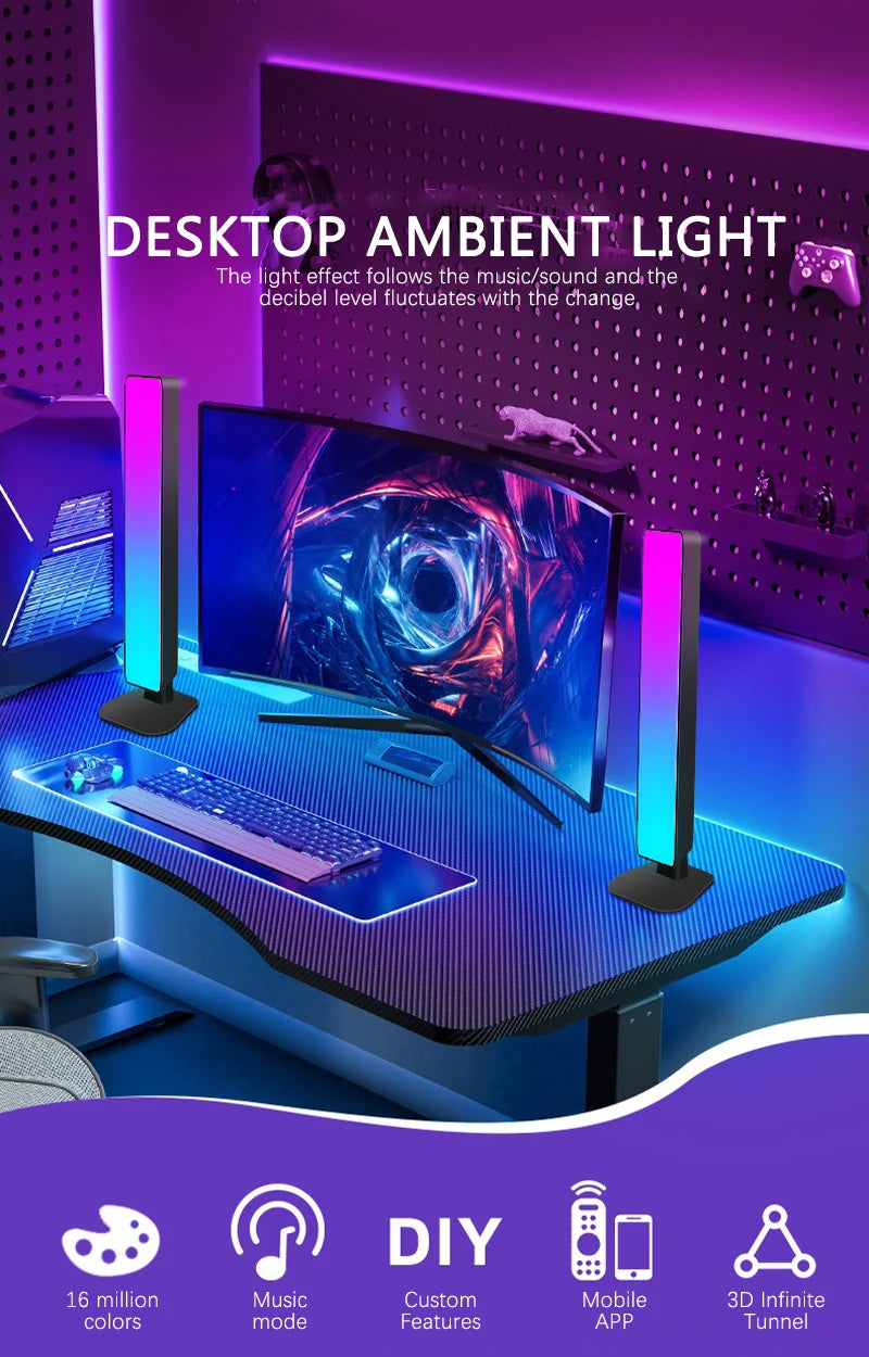 Luce Atmosfera Intelligente Tuya Controllo Remoto App RGB Lampada Da Tavolo Per Computer TV Gioco Musica Ritmo Decorativa