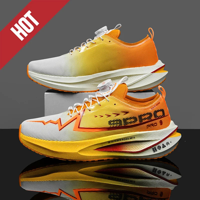 Scarpe Da Corsa Fluorescenti Carbon Board Marathon Uomo Traspiranti Leggere Comode Sneakers Antiscivolo
