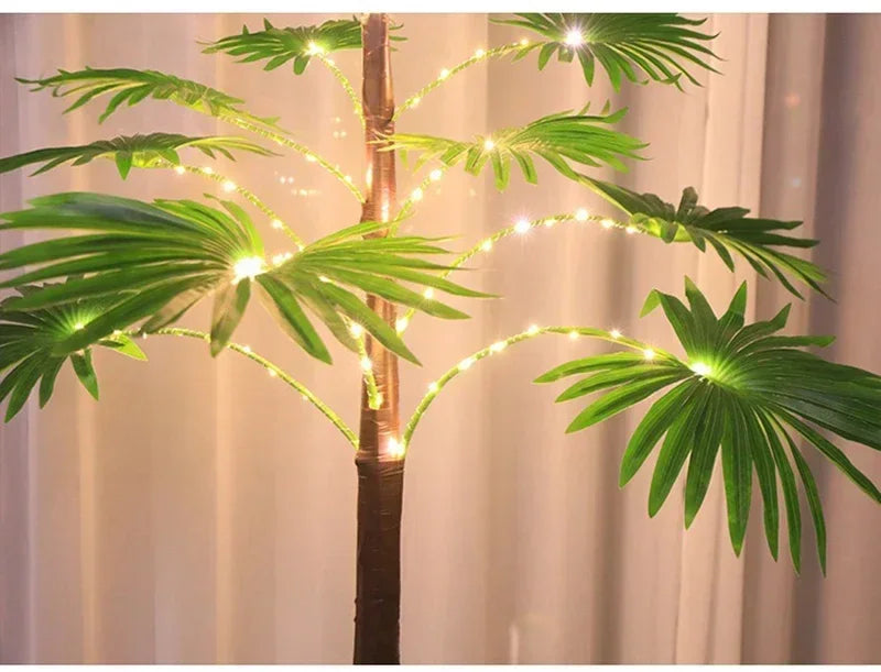 Lampada Da Tavolo LED Palma USB Pianta Artificiale 55 Cm Decorativa Luci Da Scrivania Per Casa E Letto