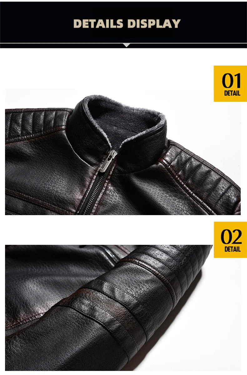 Cappotto Invernale Da Uomo In Pelle PU Addensata Peluche Caldo Retro Stile Urbano