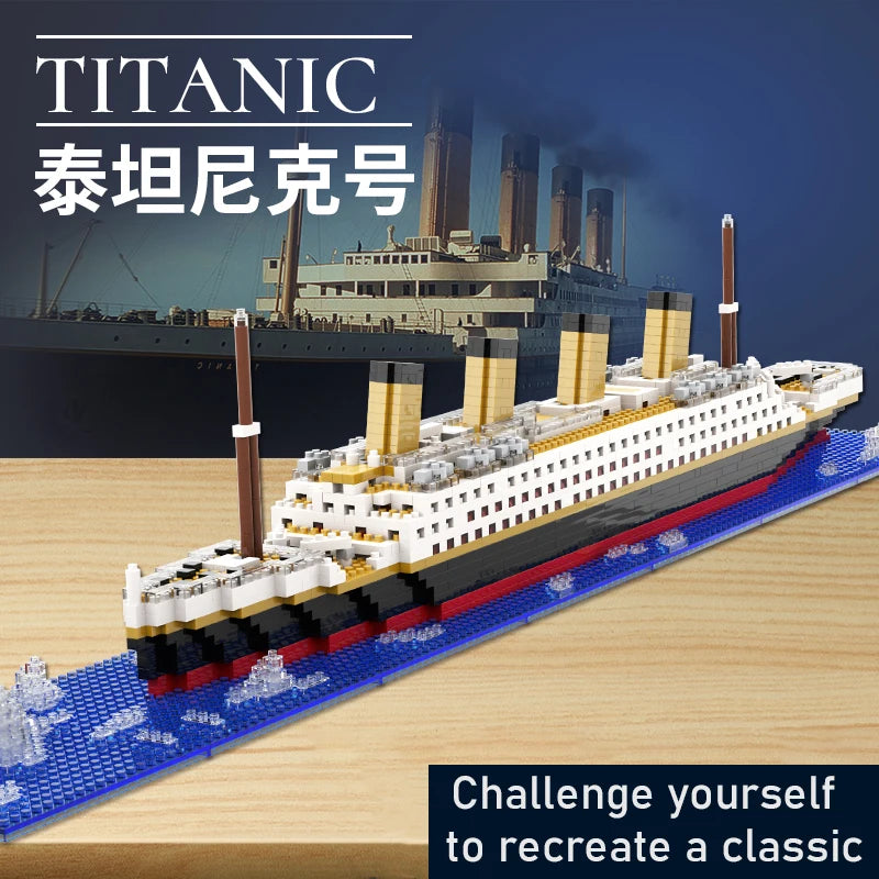 Titanic Giant Puzzle Kit Micro Blocchi Nave da Crociera Desktop Regalo Compleanno Bambini