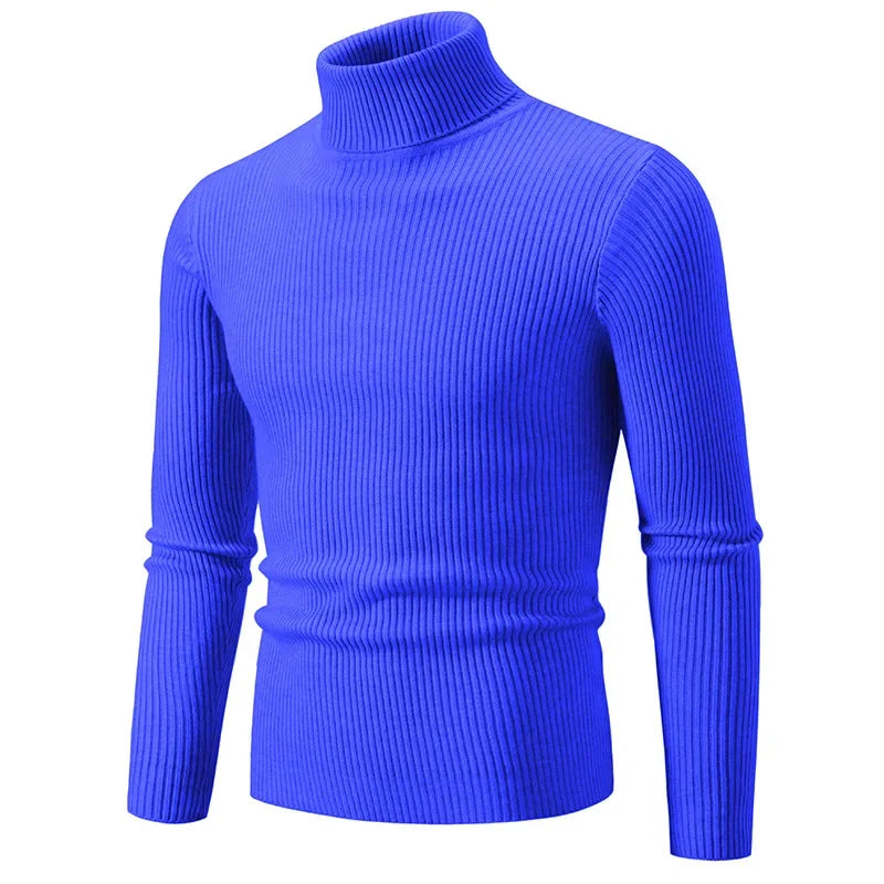 Pullover Da Uomo Dolcevita Lavorato A Maglia Solido Slim Fit Autunno Inverno Manica Intera Casual