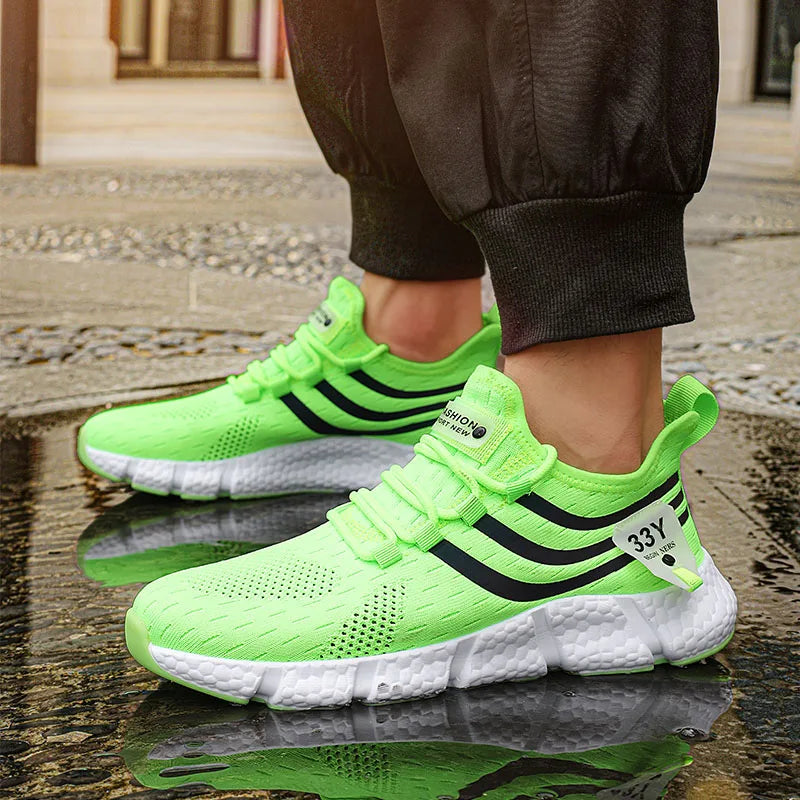 Scarpe sportive casual da uomo Sneakers leggere e traspiranti Scarpe da corsa nere in mesh per esterni Scarpe da passeggio per tennis da jogging atletiche