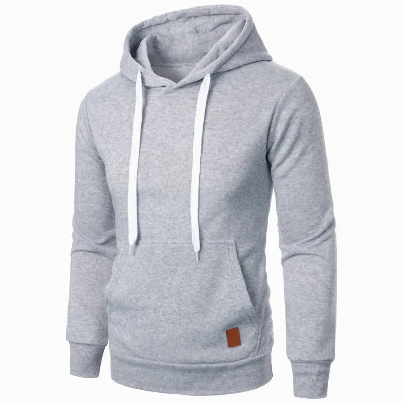 Felpa Con Cappuccio Da Uomo Leggera A Maniche Lunghe Streetwear Tinta Unita Con Coulisse