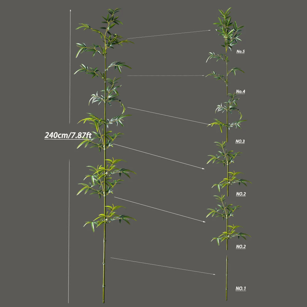 160-195 cm Grande Albero di Bambù Artificiale Alto Falso Piante di Palma Ramo di Plastica Bambusa Foglie Verde Dracaena Per La Decorazione del Giardino di Casa