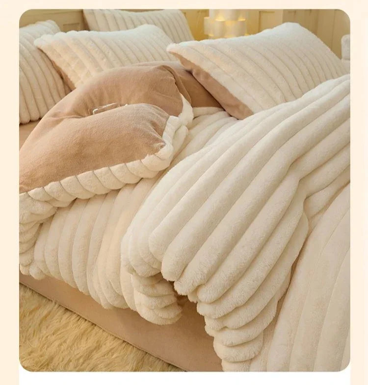 Copripiumino In Peluche Tinta Unita 150x200 Cm Velluto Bifacciale Stile AB Inverno Mantiene Caldo Spessore Morbido