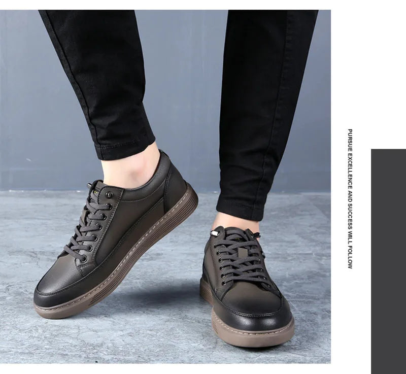 Scarpe da Uomo in Vera Pelle Primavera Autunno Modello A4906 Calzature Casual Piatte in Morbida Pelle Nero Marrone