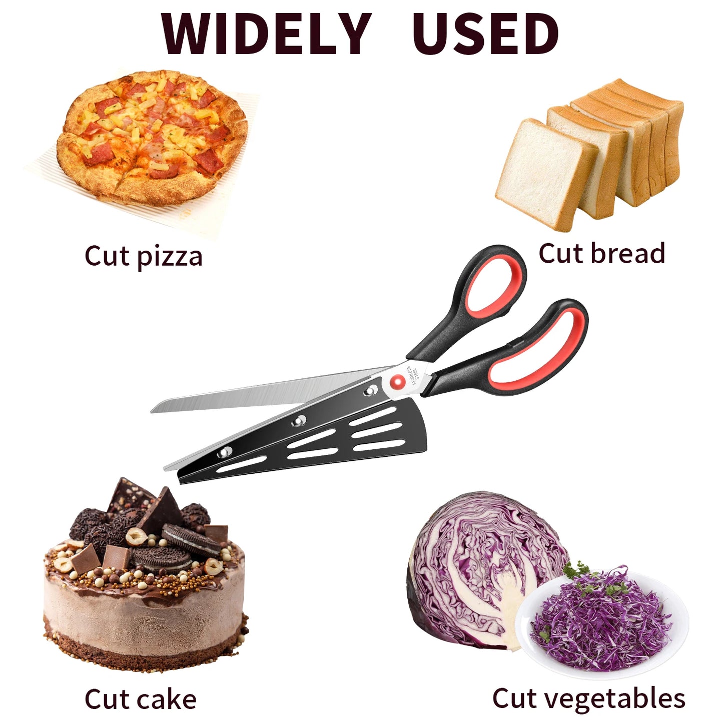 Cesoie Per Pizza Staccabili In Acciaio Inossidabile 2 In 1 Forbici Da Cucina Spatola Ecologiche Per Uso Domestico