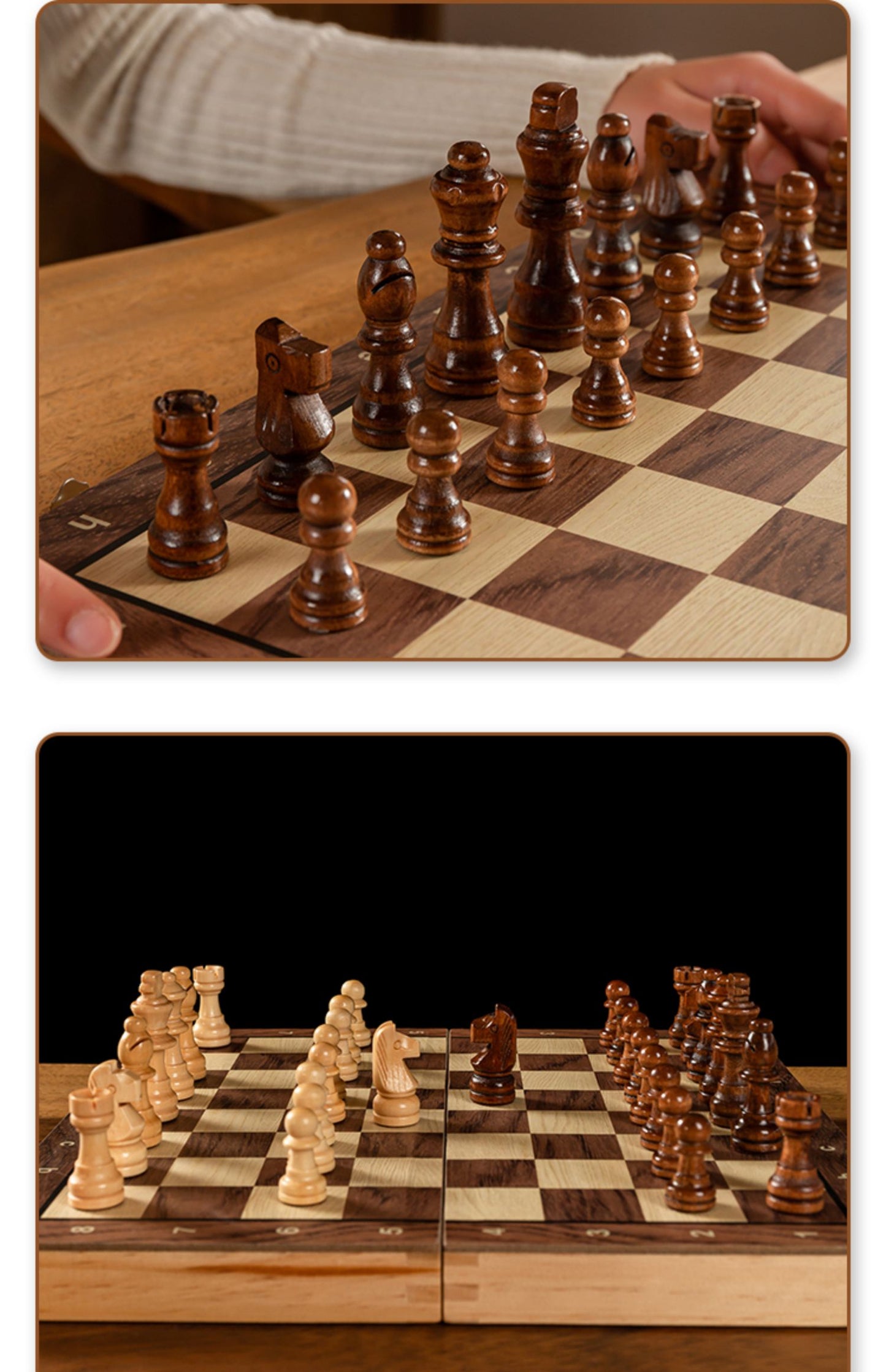 Set Scacchi Scacchiera Pieghevole Magnetica in Legno Massello Giochi Educativi per Studenti e Bambini Regalo Natale