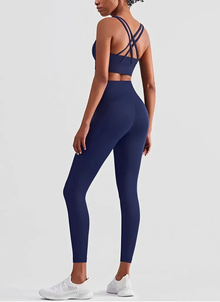 Tuta Da Yoga Due Pezzi Da Donna Abbigliamento Sportivo Per Pilates E Fitness Leggings Reggiseno Sportivo Traspirante