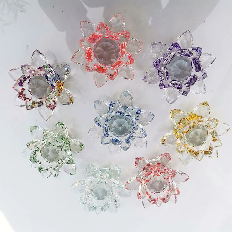 Fermacarte In Cristallo Di Quarzo Fiore Di Loto 80mm Artigianato In Vetro Feng Shui Decorazioni Per Casa Regalo