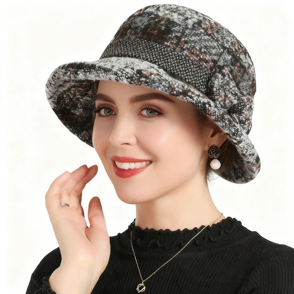 Cappello A Cilindro Da Donna Con Fiocco Autunnale Invernale In Lana Calda E Ispessita Stile Da Pescatore Raffinato