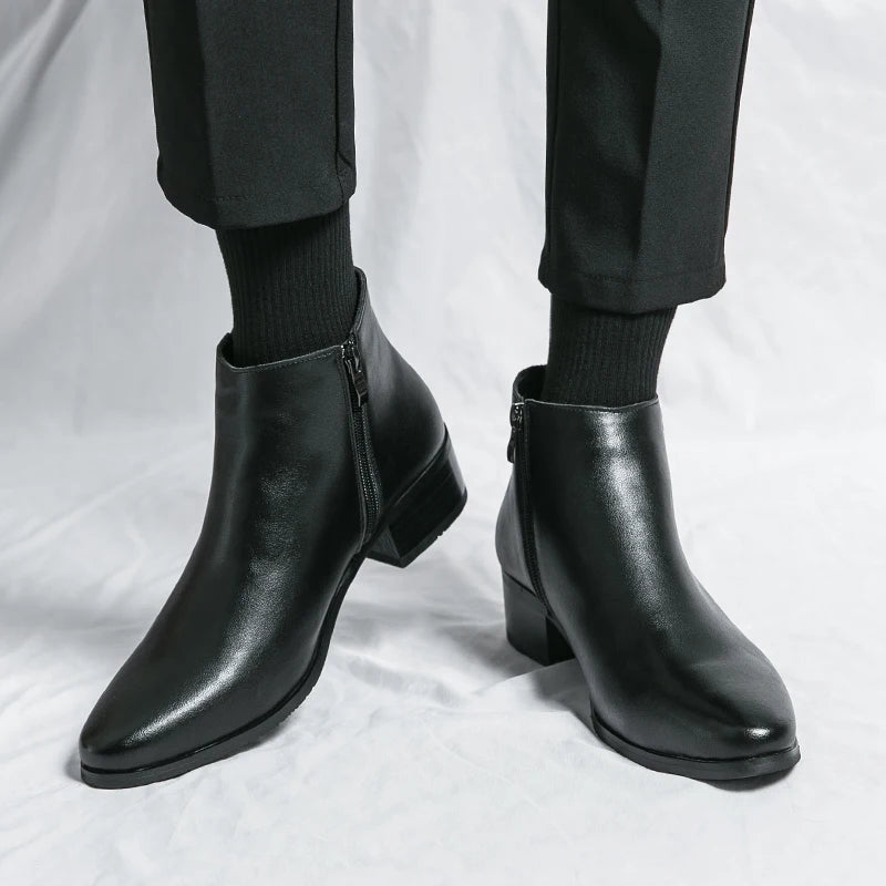 Stivaletti Chelsea Classici Da Uomo Neri In Pelle In Stile Britannico Con Zip Slip On Eleganti Alte