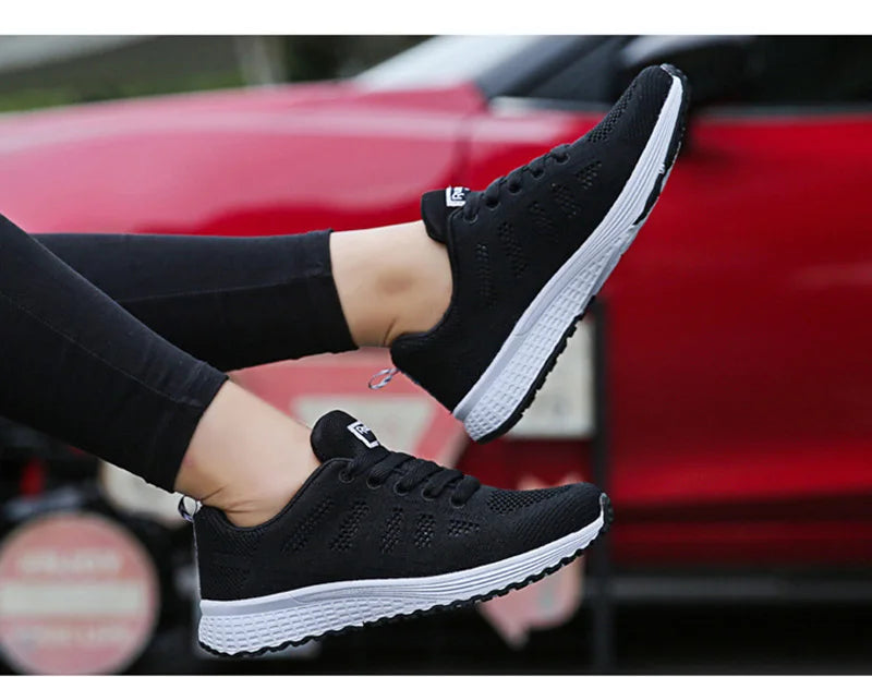 Scarpe Casual Traspiranti Da Donna Walking Mesh In Nylon Tessuto Calzature Femminili Leggere