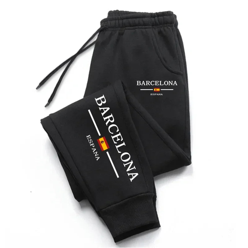 Pantaloni Sportivi Casual Quattro Stagioni Da Uomo Pantaloni Lunghi Da Calcio Stampa Barcellona