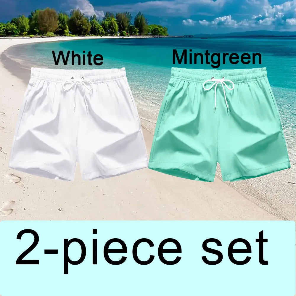 Pantaloncini da Bagno da Uomo da Surf ad Asciugatura Rapida Traspiranti con Coulisse e Tasche per Spiaggia Estiva