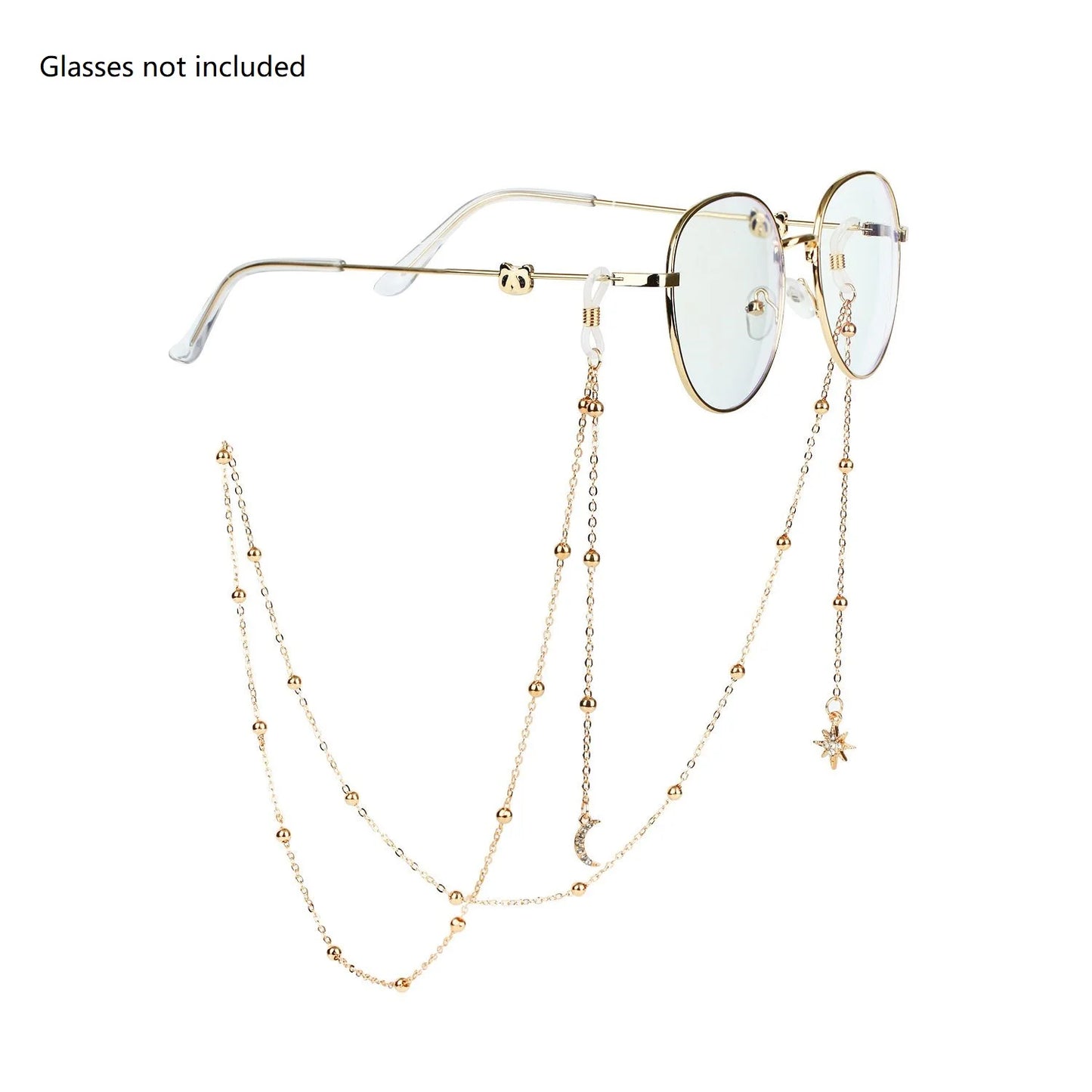 Nuova Moda Per Donne Catena Occhiali Con Perle E Stelline Vuote Tracolla Cordino Per Occhiali Da Sole E Lettura