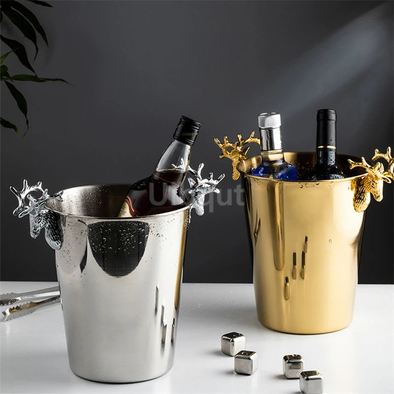 Secchiello Per Il Ghiaccio In Acciaio Inossidabile Dorato Con Motivo Martello Creativo Per Vino Rosso Champagne