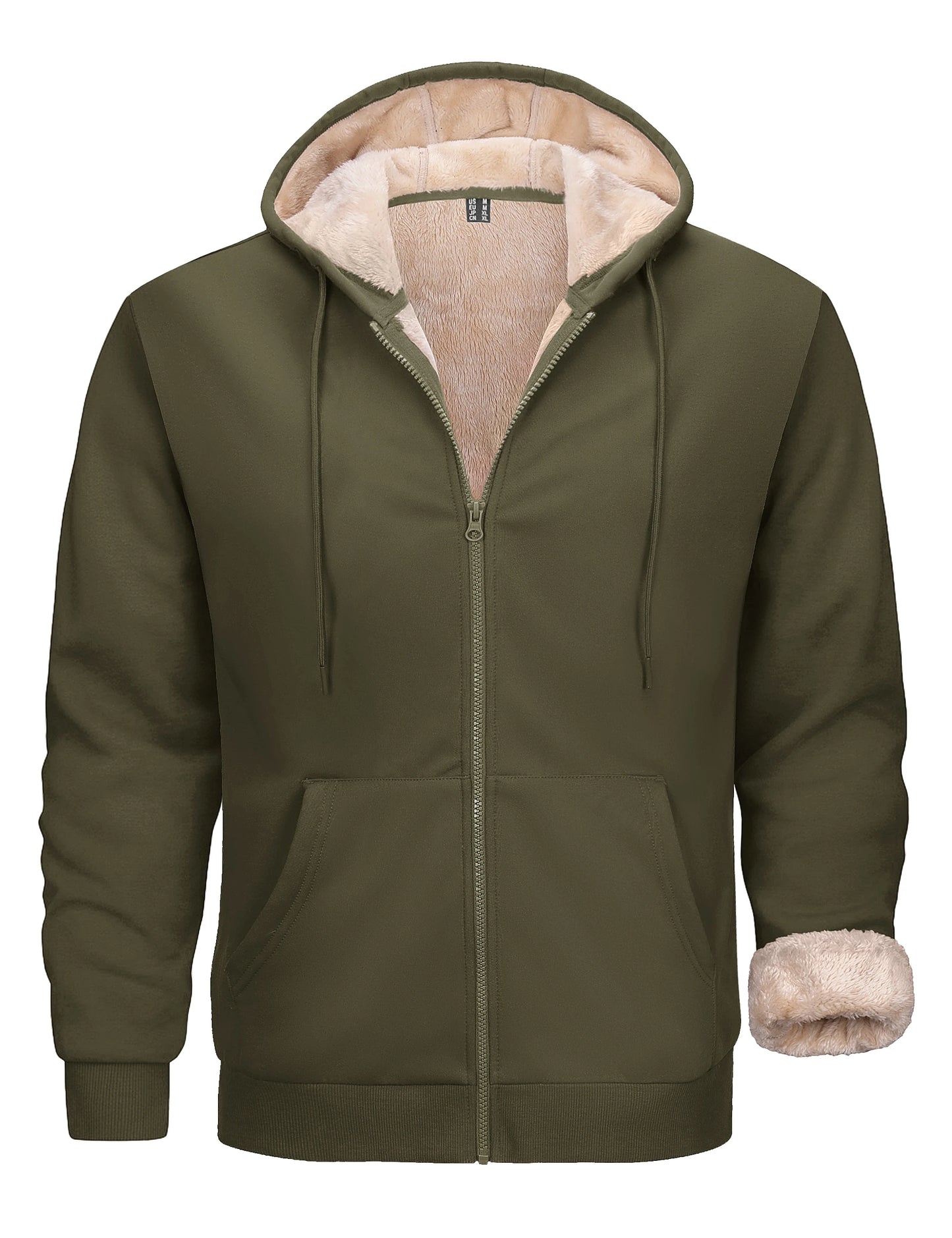 Tacvasen Felpa Con Cappuccio Da Uomo Zip Fodera Sherpa Invernale Pile Spesso Caldo Capispalla Casual