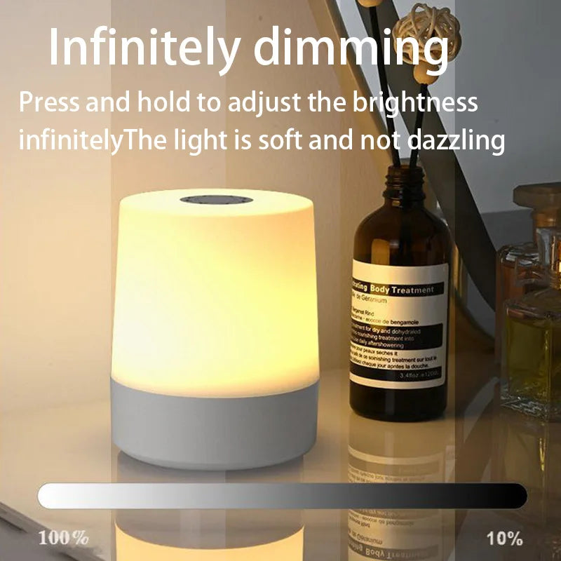 Lampada Da Notte Touch LED USB Ricaricabile Tre Colori Con Controllo Remoto Portatile Da Comodino Da Tavolo