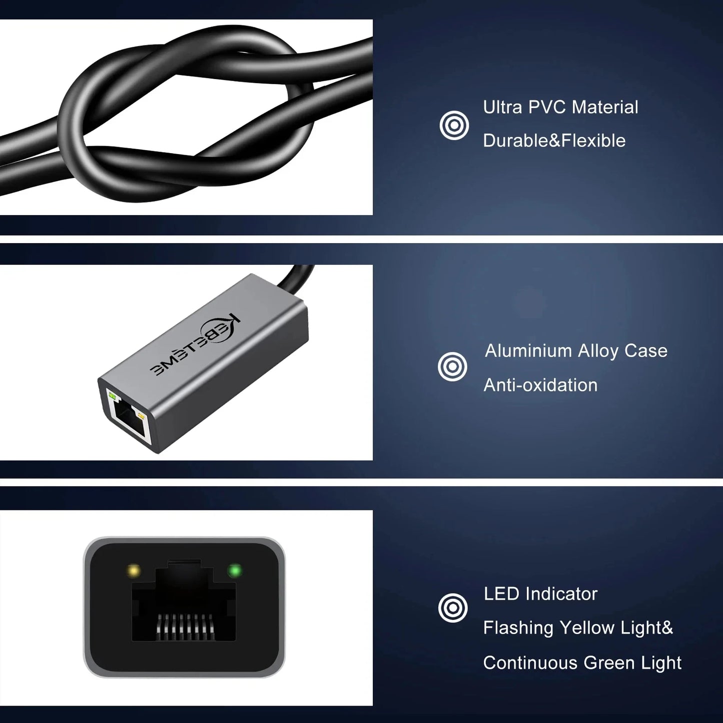 Adattatore Ethernet USB 3 0 1000 Mbps RJ45 LAN Per PC MacBook Windows 10 11 Cavo USB Ethernet Xiaomi