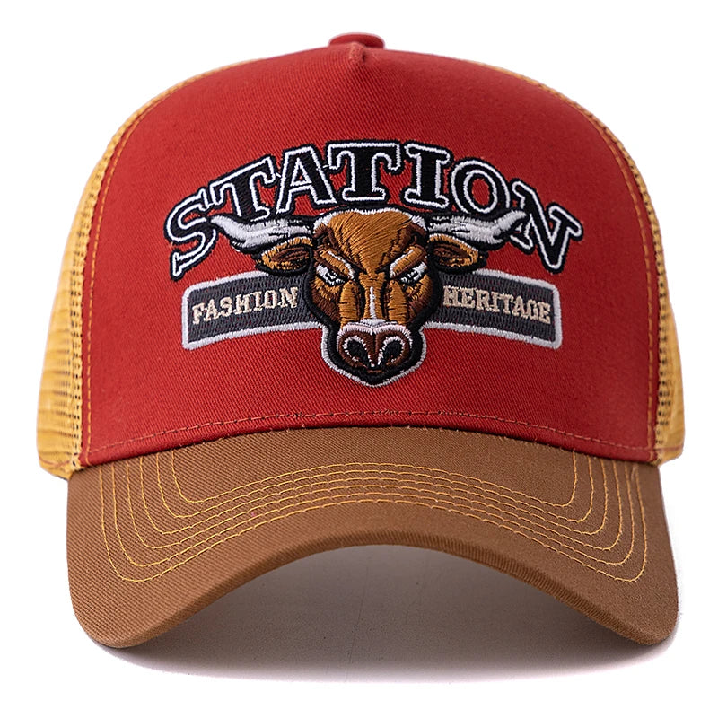 Cappello Da Camionista In Rete Traspirante Unisex Estivo Con Motivo Testa Di Toro Snapback Regolabile