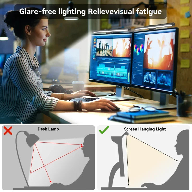 Barra Luminosa LED 44 Cm Per Monitor E Scrivania Con Atmosfera RGB Dimmerabile Ideale Per Studio E Lavoro