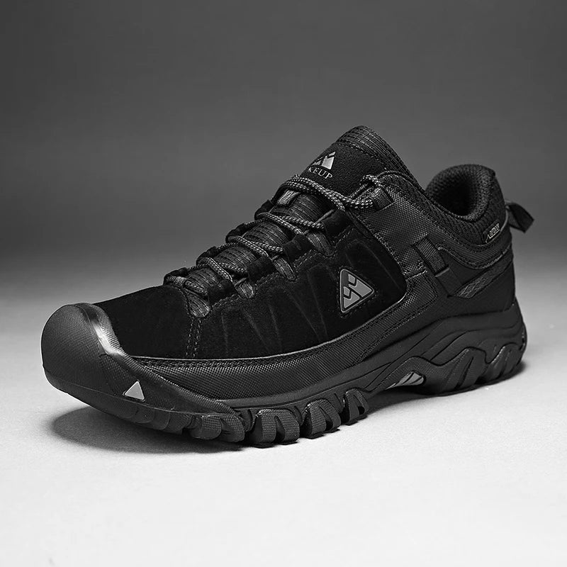 Hikeup Scarpe Trekking Uomo Pelle Alta Qualità Durevoli Esterni Suola Gomma Impermeabile