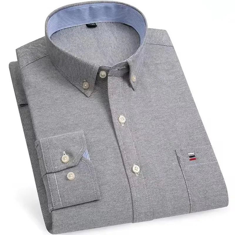 Camicie Da Uomo In Cotone Oxford A Quadri Bamboople Tasca Singola Maniche Lunghe Abbottonata Vestibilità Standard 6XL 7XL