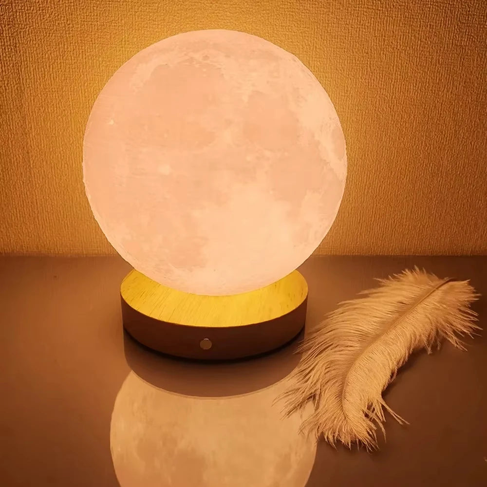 Lampada Lunare Da 10 Cm LED Con Supporto In Filo Stella Per Camera Da Letto Luci Notturne Regalo Per Bambini