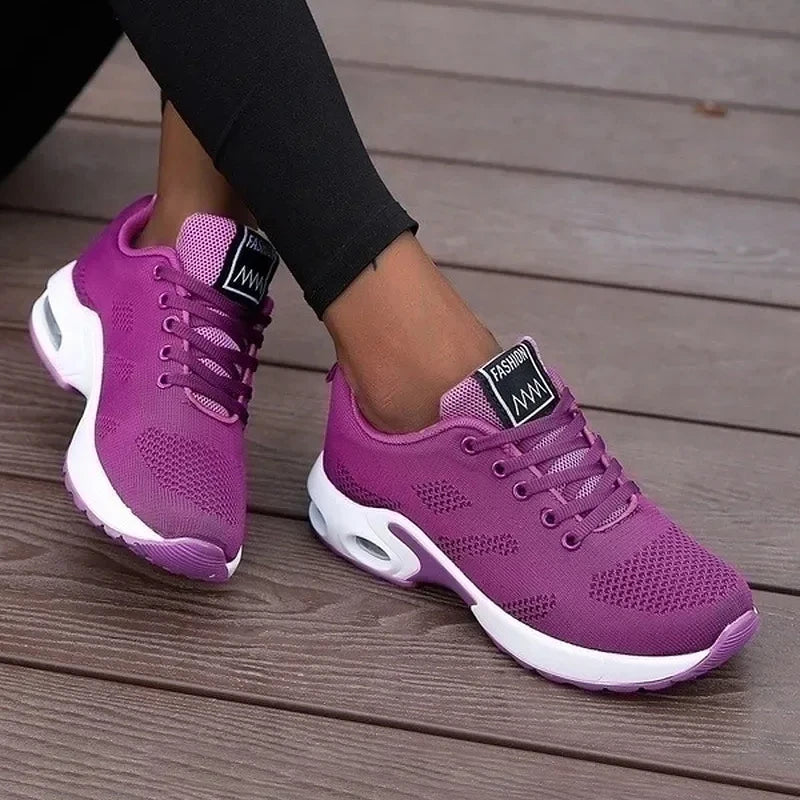 Scarpe da Ginnastica con Plateau da Donna Traspiranti in Mesh Per Corsa Tennis Estive Robuste 2024