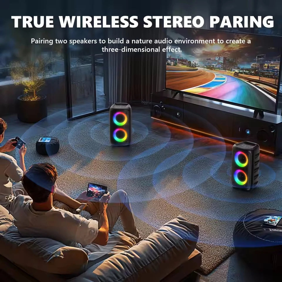 Karaoke Senza Fili Altoparlante Bluetooth Portatile Con Subwoofer Microfono Radio FM Lampada LED TWS Cassa Sonora